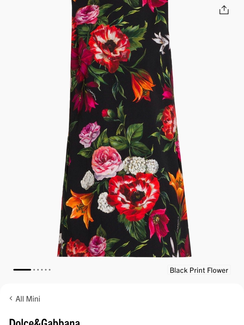 Dolce & Gabbana Black Floral Print Mini dress sz40 brand new with tags